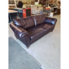 CANAPÉ 3 PLACES CUIR BORDEAUX PIEDS BOIS 