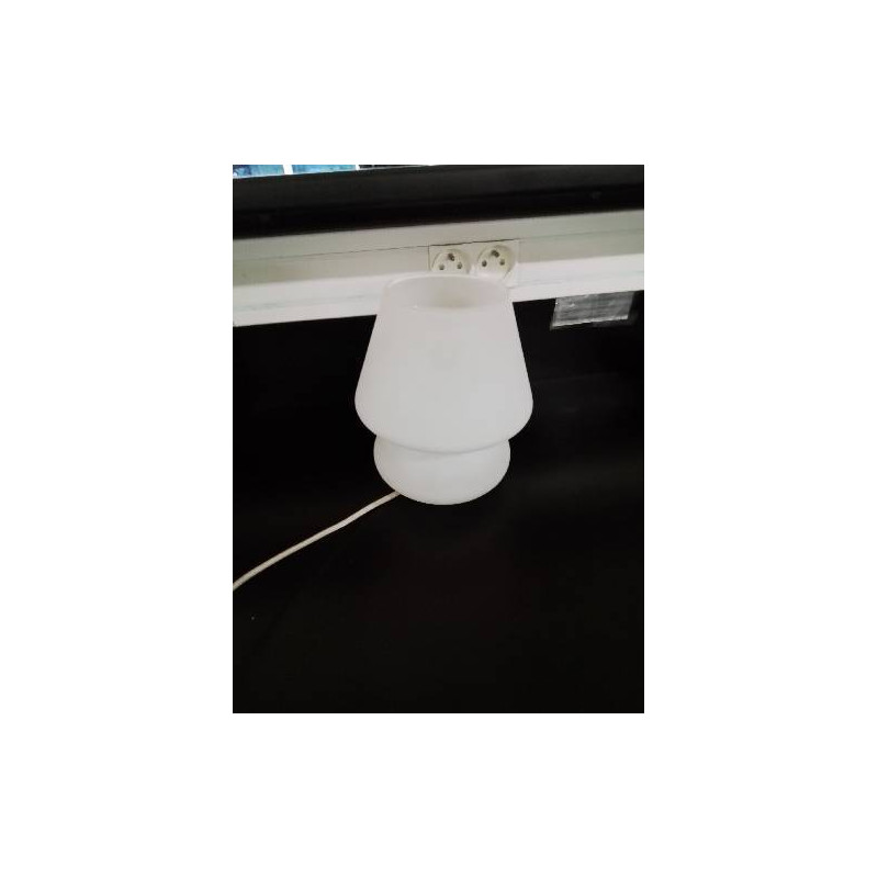 LAMPE CHAMPIGNON VERRE BLANC ANNÉES 2000