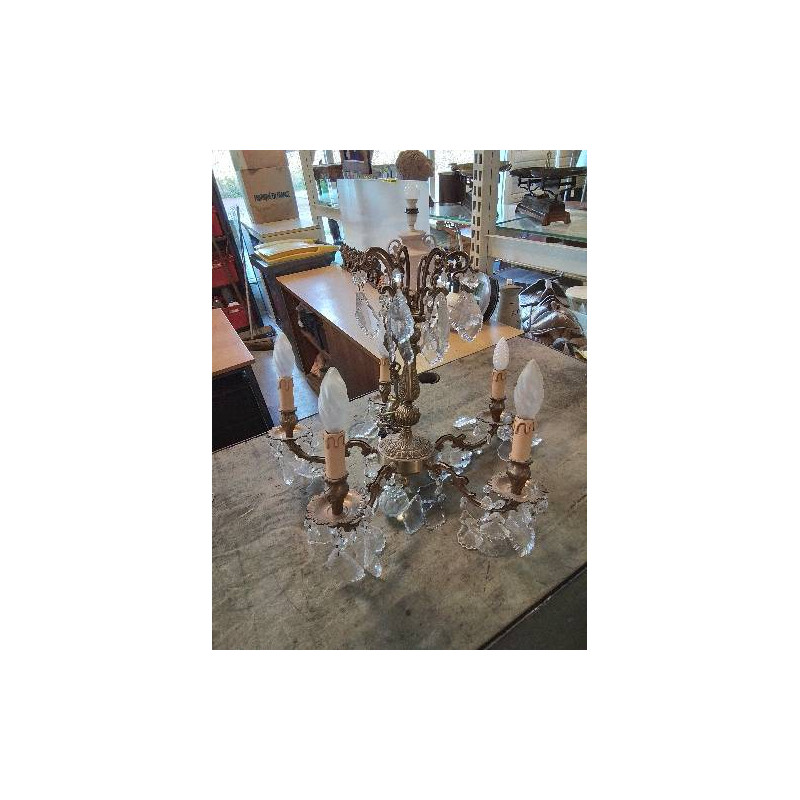 SUSPENSION BRONZE PENDELOQUES ET PAMPILLES CRISTAL