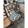 CHAISE NAPOLÉON III ASSISE TISSU BLEU ET BLANC 