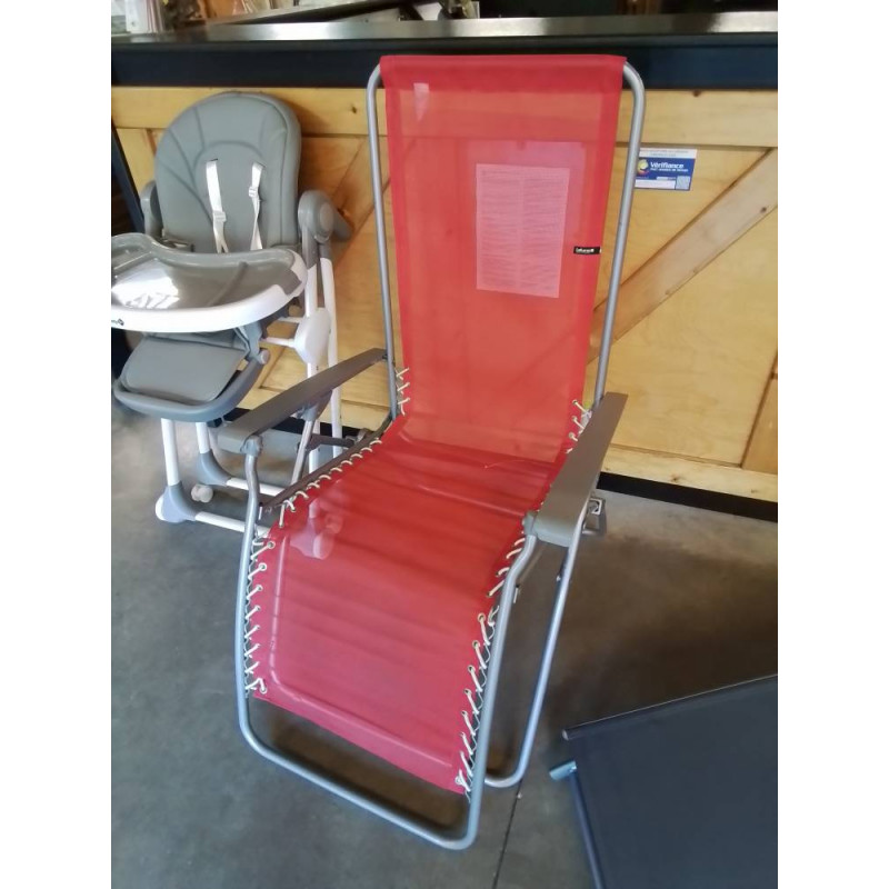 TRANSAT MÉTAL GRIS TOILE ROUGE LAFUMA 