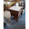 CHEVET A COLONNES BOIS 1 PORTE 1 TIROIR DESSUS MARBRE BLANC FIN XIXE
