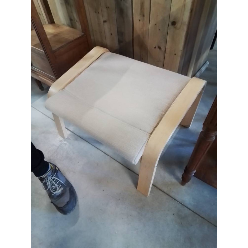 REPOSE PIEDS BOIS CLAIR ET TISSU TAUPE