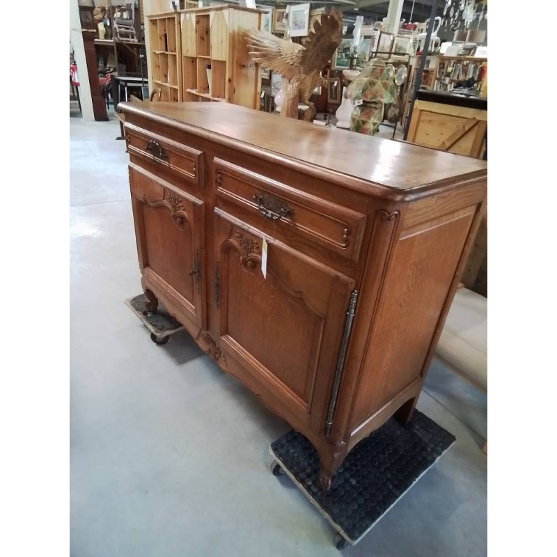 BUFFET BOIS CLAIR MOULURÉ ET SCULPTÉ AU PANIER 2 PORTES 2 TIROIRS 