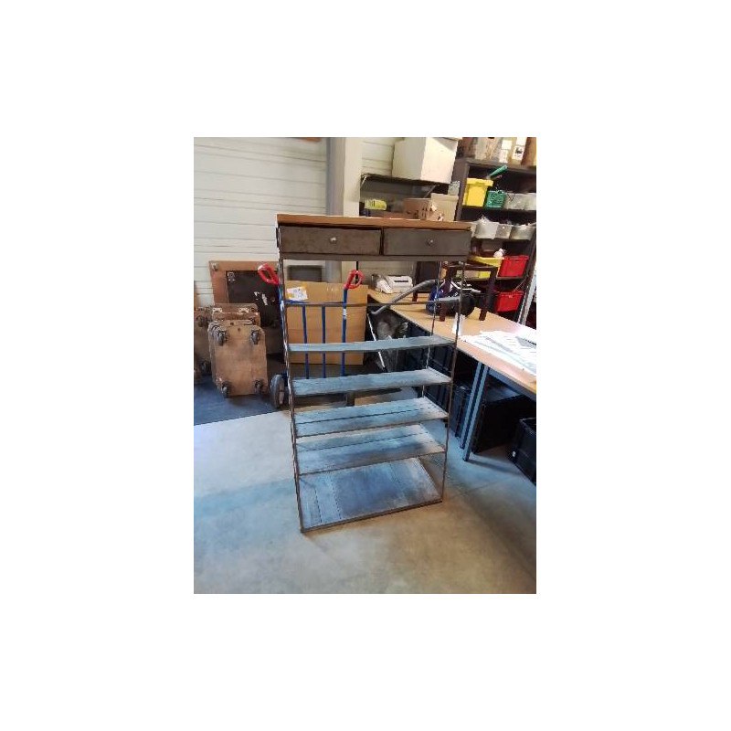 ÉTAGÈRE D’ATELIER MÉTAL ET BOIS 6 TABLETTES  2 TIROIRS
