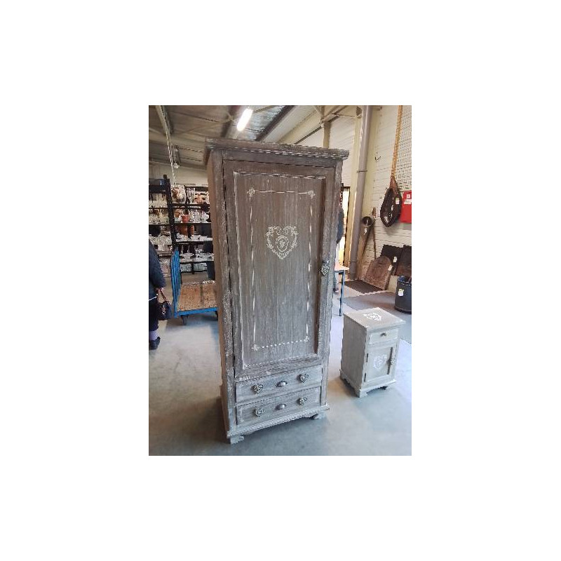 DRESSING CAMILLE BOIS CERUSÉ TAUPE 1 PORTE 2 TIROIRS MAISON DU MONDE 