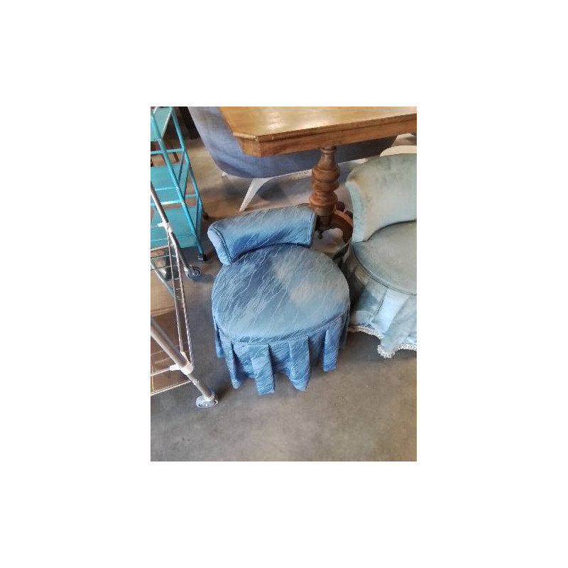 CHAUFFEUSE TISSU BLEU PIEDS GALBÉS 