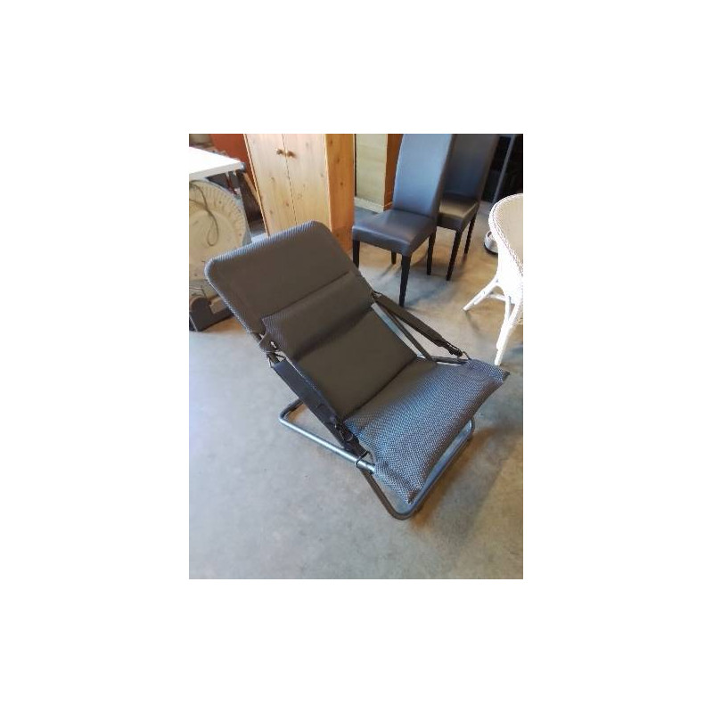 FAUTEUIL  ACIER ET TISSU TAUPE LAFUMA TRANSABED