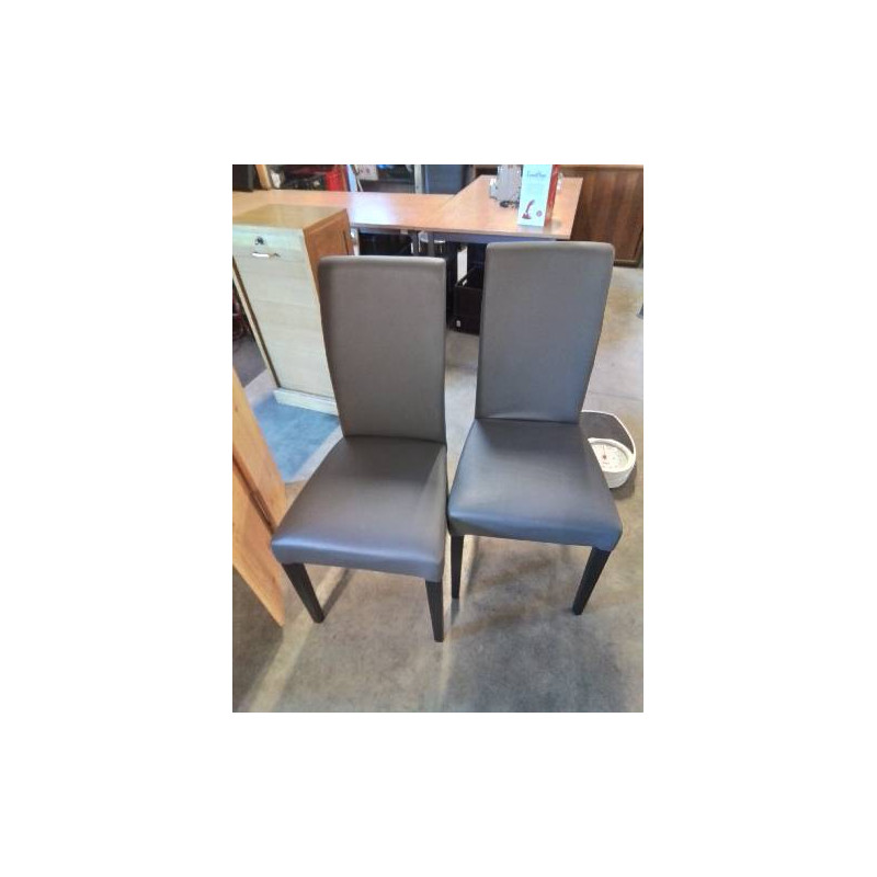 PAIRE DE CHAISE PU TAUPE PIEDS BOIS NOIR 