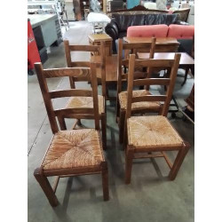 4 CHAISES BOIS PAILLÉ A...