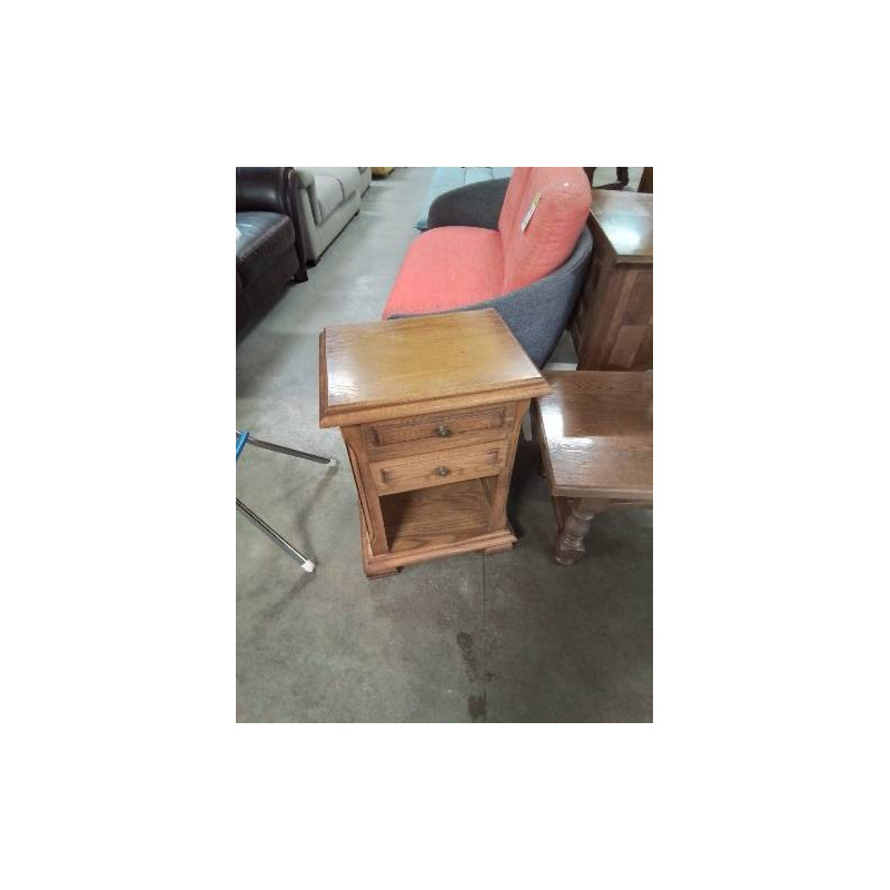 CHEVET BOIS CLAIR MOULURÉ 2 TIROIRS 1 NICHE 