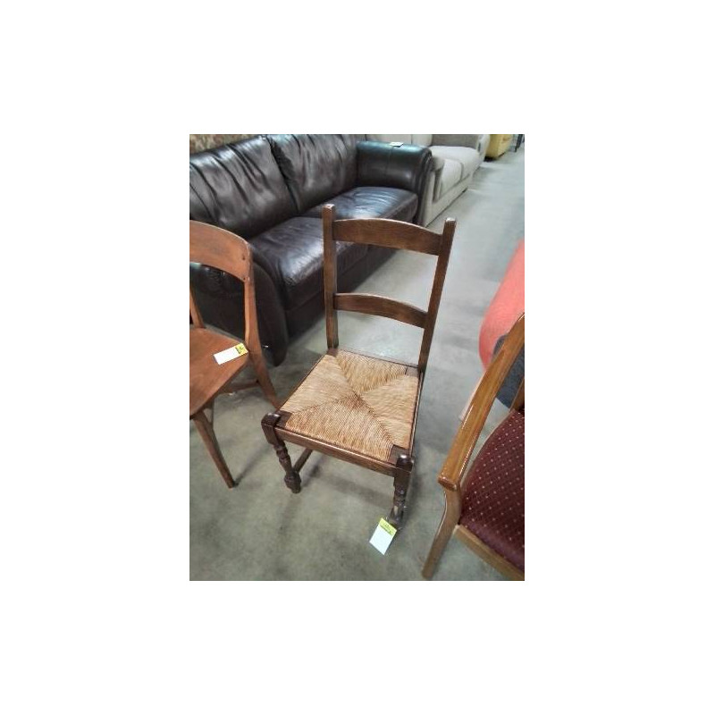 CHAISE BOIS PAILLÉ A ENTRETOISE DOSSIER 2 BARREAUX 