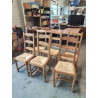 6 CHAISES BOIS CLAIR PAILLÉ A ENTRETOISE DOSSIER 3 BARREAUX