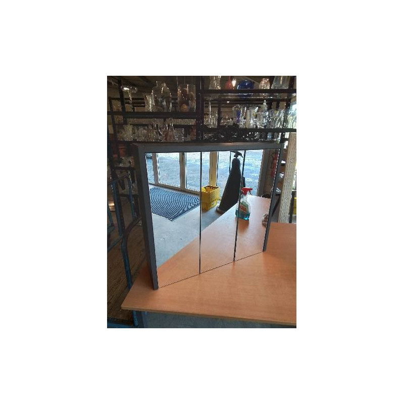 ARMOIRE DE TOILETTE LIVARNO BOIS GRIS 3 PORTES MIROIR 