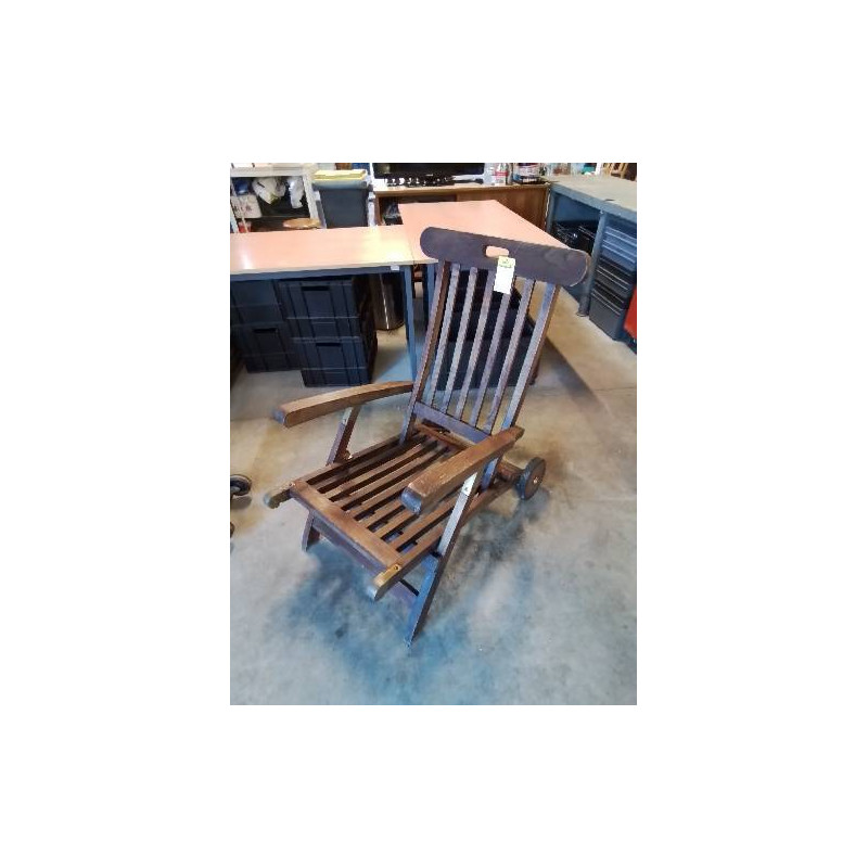 FAUTEUIL DE JARDIN A ROULETTES TECK AJOURÉ 