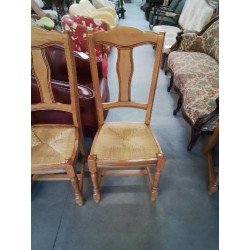 6 CHAISES BOIS PAILLÉ HAUT DOSSIER CINTRE STYLE REGENCE 