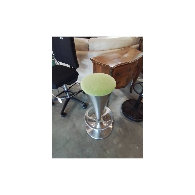 TABOURET DE BAR PIÈTEMENT MÉTAL BROSSÉ ASSISE TISSU VERT PEDRALI DREAM 4816