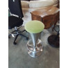 TABOURET DE BAR PIÈTEMENT MÉTAL BROSSÉ ASSISE TISSU VERT PEDRALI DREAM 4816