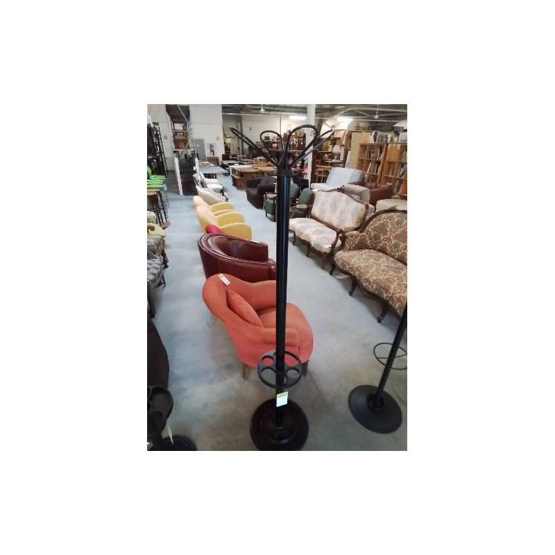 PERROQUET PORTE PARAPLUIE MÉTAL ET RÉSINE NOIR 4 BOUCLES