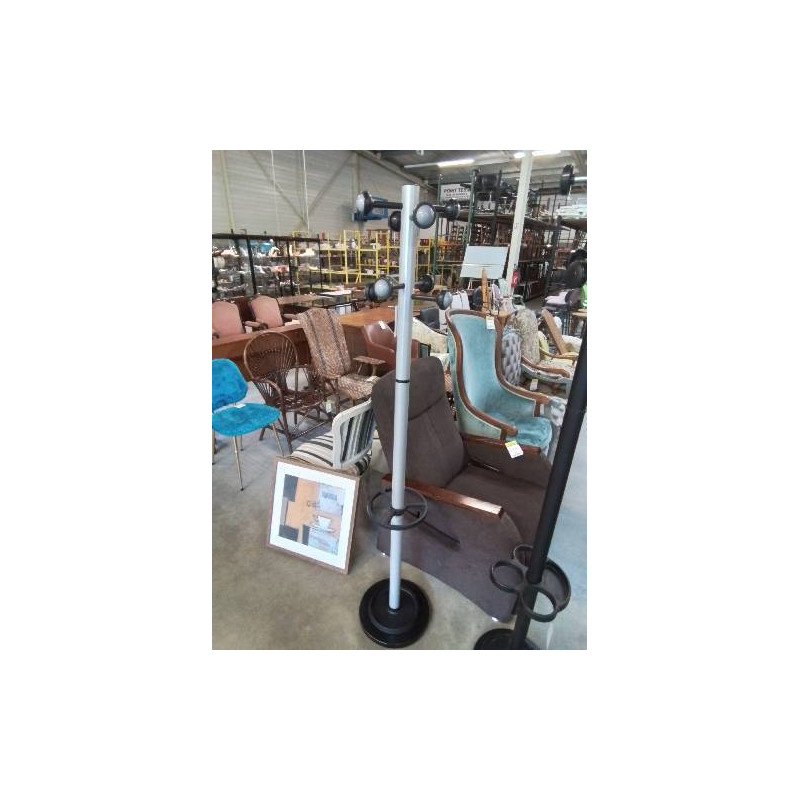 PERROQUET PORTE PARAPLUIE MÉTAL GRIS ET NOIR RESINE NOIR 8 PATÈRES 