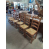 6 CHAISES BOIS PAILLÉ A ENTRETOISE CHÊNE CLAIR DOSSIER 4 BARREAUX 