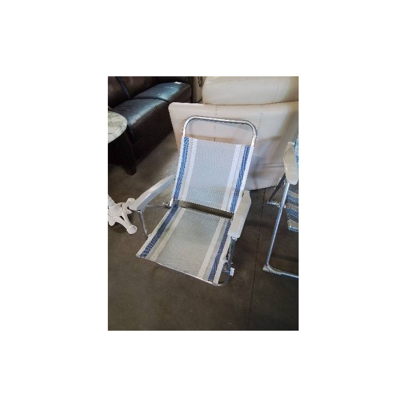 SIÈGE DE PLAGE ALU ET TOILE GRIS ET BLEU DUKDALF