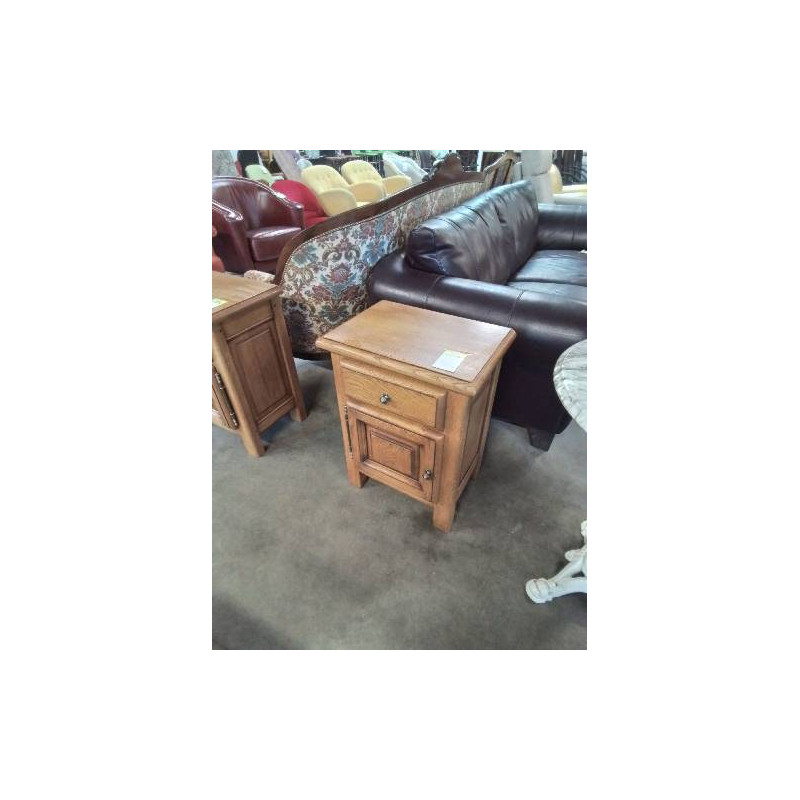 CHEVET CHÊNE CLAIR MOULURÉ 1 TIROIR 1 PORTE