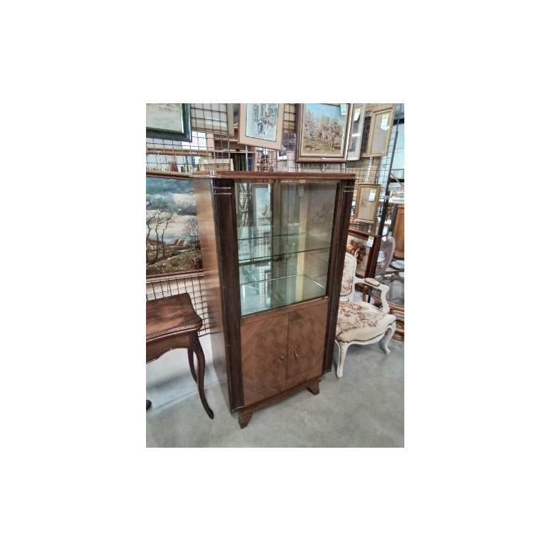 VITRINE ANNÉES 50 BOIS 2 PORTES COULISSANTES 2 PORTES 