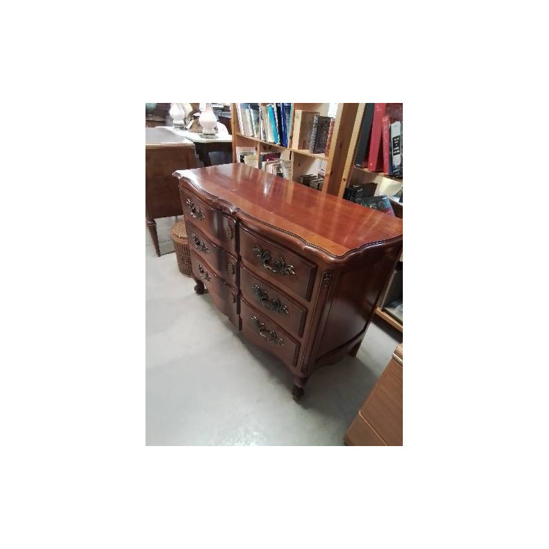 COMMODE GALBÉE BOIS MOULURÉ 3 TIROIRS STYLE LOUIS XV 