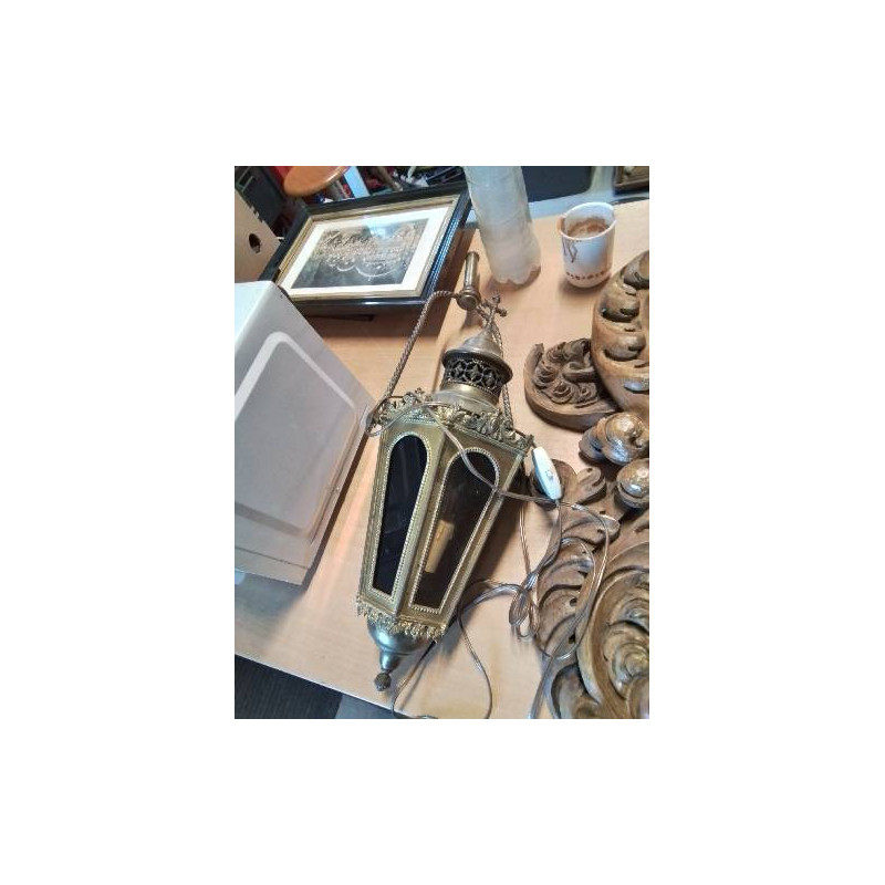 LANTERNE  DE PROCESSION ELECTRIFIEE LAITON DÉBUT XIXE