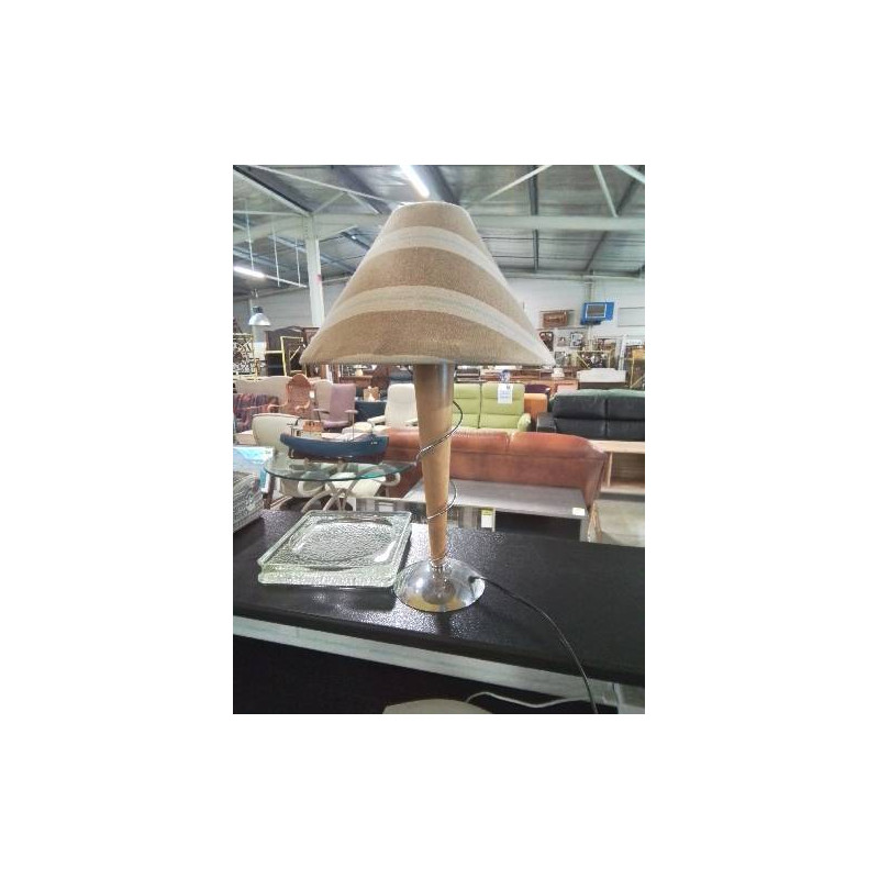LAMPE MÉTAL CHROMÉ ET BOIS AJ TAUPE
