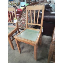 CHAISE BISTROT BOIS CLAIR ASSISE VERT DOSSIER 3 BARREAUX VERTICAUX ANNÉES 50