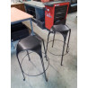 PAIRE DE TABOURETS DE BAR PIÈTEMENT FER FORGÉ ASSISE CUIR