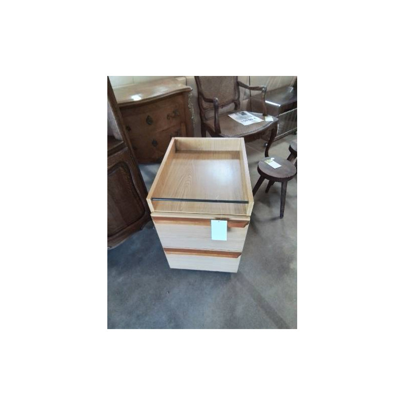 CAISSON DE BUREAU A ROULETTES BOIS CLAIR 2 TIROIRS 