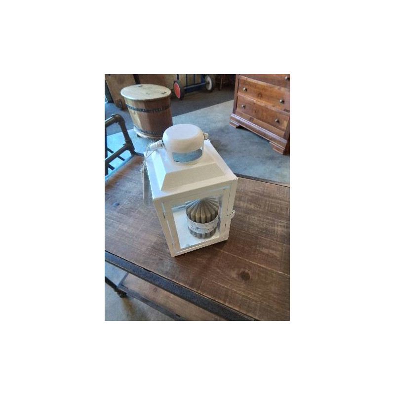 LANTERNE PHOTOPHORE MÉTAL BLANC ET VERRE