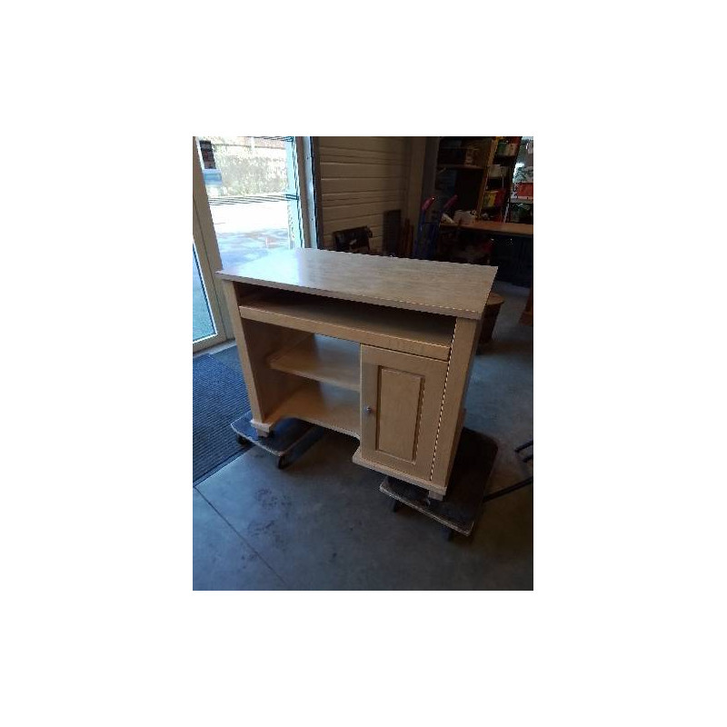 BUREAU INFORMATIQUE BOIS CLAIR MOULURÉ 1 PORTE 