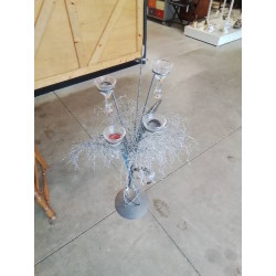 PORTE BOUGIES MÉTAL GRIS