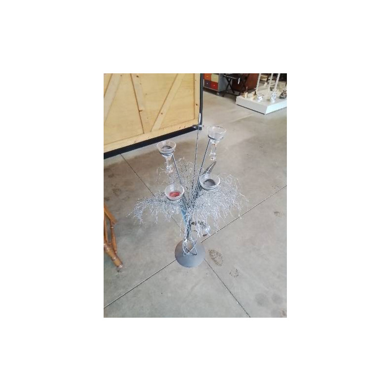 PORTE BOUGIES MÉTAL GRIS