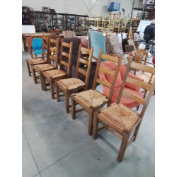 6 CHAISES BOIS PAILLÉ A...