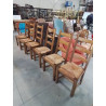 6 CHAISES BOIS PAILLÉ A ENTRETOISE DOSSIER 3 BARREAUX 