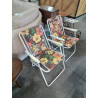 FAUTEUIL DE CAMPING PLIANT MÉTAL ET TISSU FLEURI ANNÉES 70