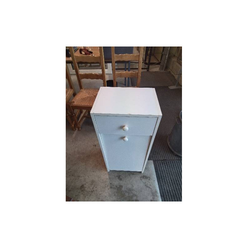 MEUBLE DE SALLE DE BAIN BOIS BLANC 1 PORTE 1 TIROIR 