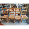 4  CHAISES BOIS PAILLÉ A ENTRETOISE HAUT DOSSIER 3 BARREAUX STYLE REGENCE 