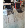 TABOURET DE BAR PIÈTEMENT MÉTAL CHROMÉ ASSISE RESINE NOIR AJOURÉ 