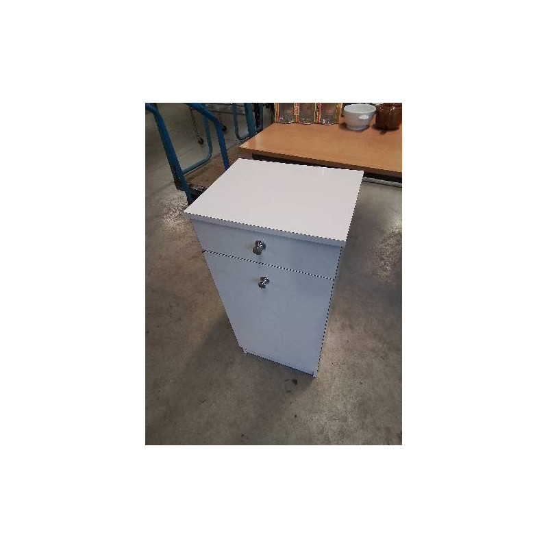 MEUBLE DE SALLE DE BAIN BOIS BLANC POIGNÉES MÉTAL CHROMÉ 