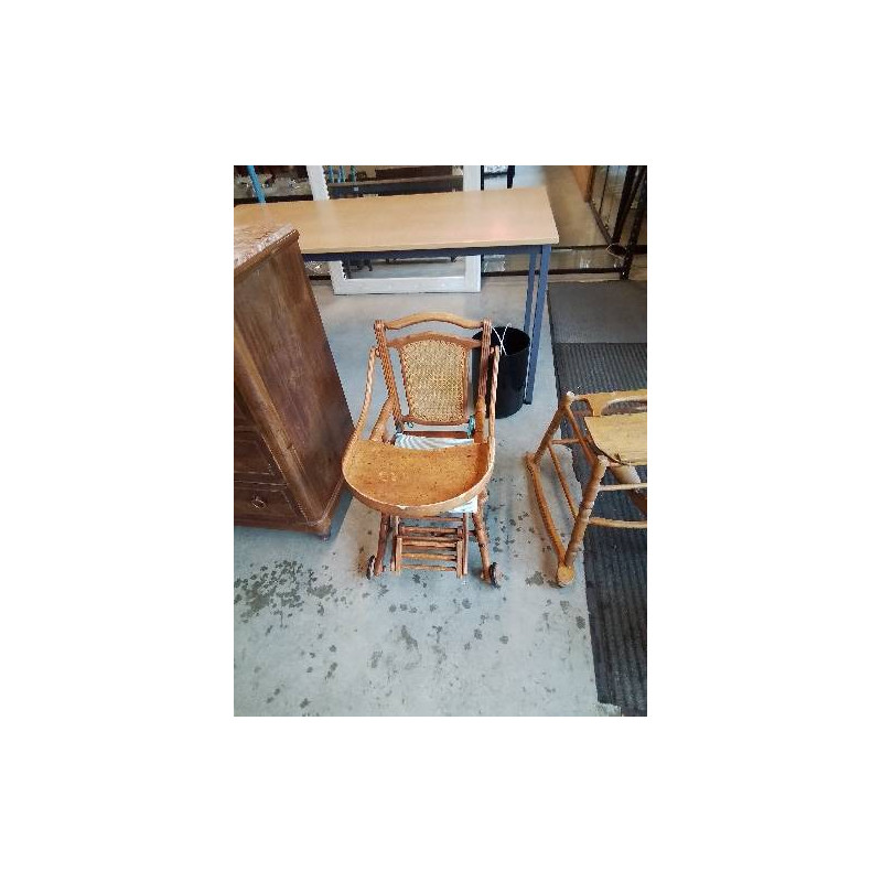 TROTTEUR BOIS DOSSIER CANNÉ DÉBUT XXE 