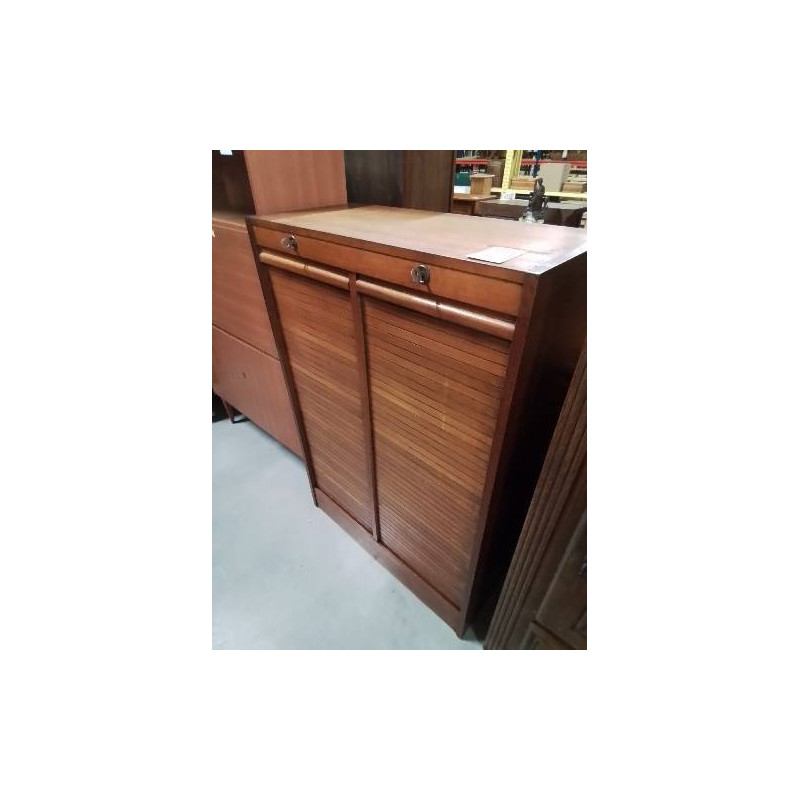 CLASSEUR A RIDEAU DOUBLE BOIS CLAIR ANNÉES 50