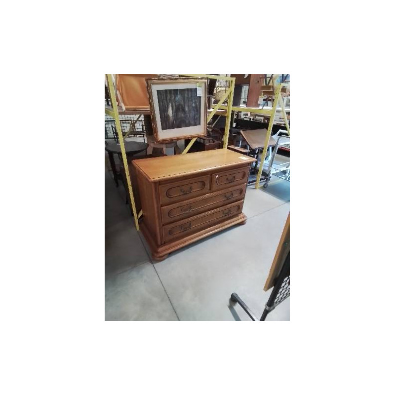 COMMODE CHÊNE CLAIR 4 TIROIRS PIEDS BOULES STYLE RÉGENCE 