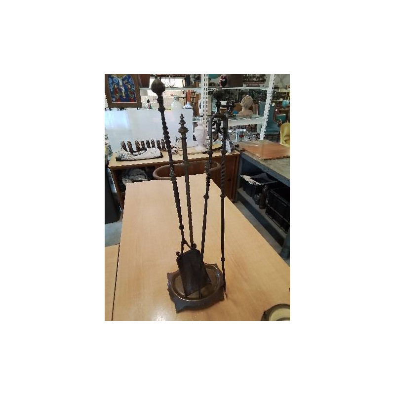 NÉCESSAIRE DE CHEMINÉE 3 PIÈCES FER FORGÉ 