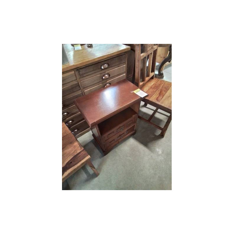 CHEVET BOIS MOULURÉ 1 NICHE 2 TIROIRS 